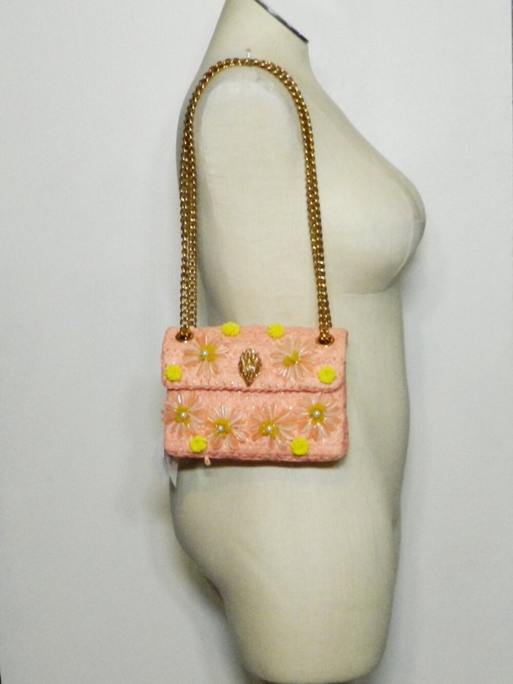 Kurt Geiger $238 Raffia Mini Kensington Peach NWT!
